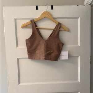 Beyond Yoga Tan Brown Cropped Workout Top